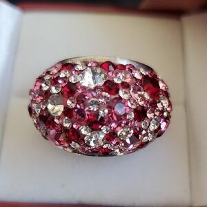 JACMEL Sterling Encrusted Pink And White Crystal Ring